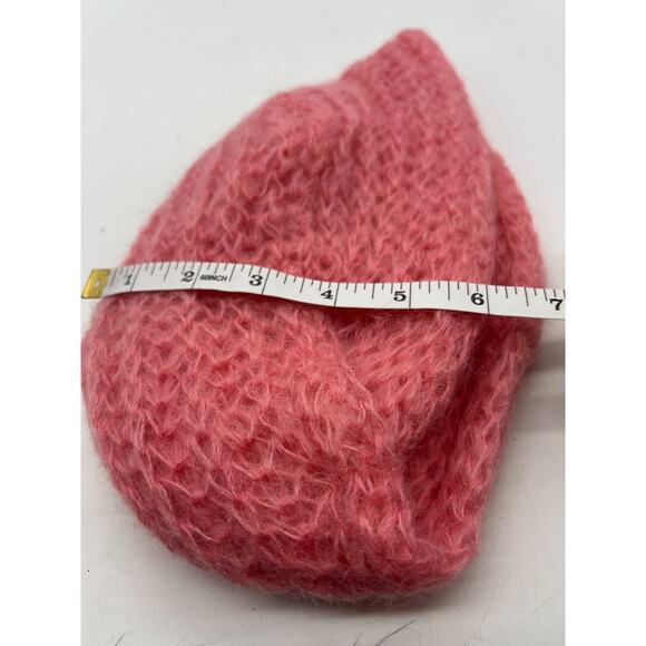 Vintage Italian Pink Crochet Wool Mohair Back Swept Hat Medium Womens - Picture 7 of 7
